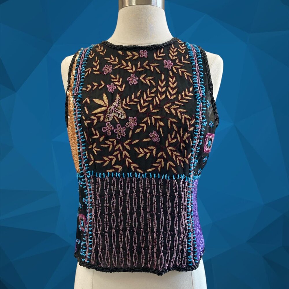 Multi-colored Bohemian Beaded and Sequined Tank